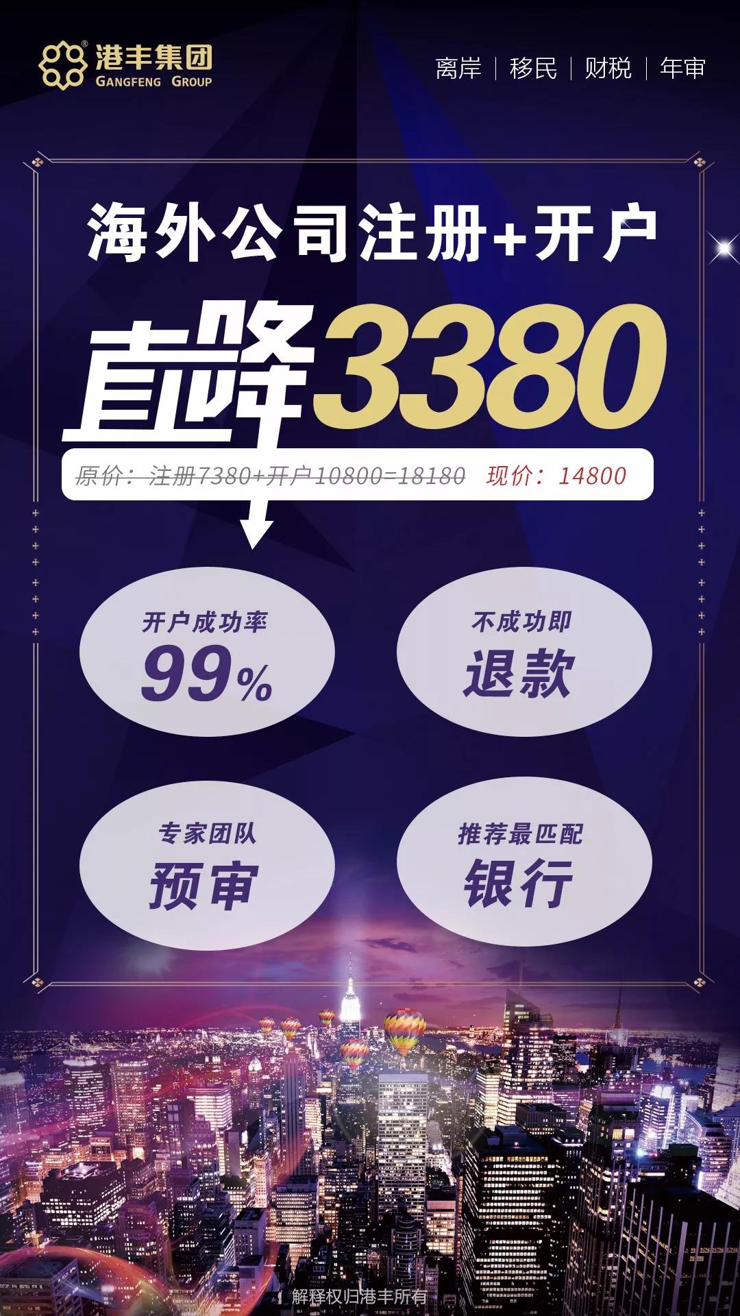 海外公司注冊+銀行開戶費用